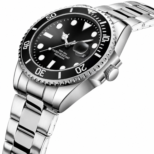 Men's Analog Quartz Watch – Stainless Steel, Round Case, Luminous, Waterproof 30M