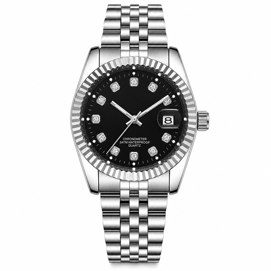 Men's Classic Analog Quartz Watch – Stainless Steel, Round Case, Date Window, Waterproof 30M