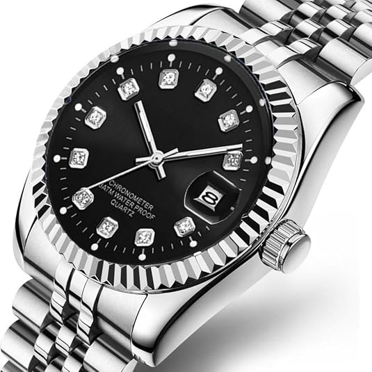 Men's Classic Analog Quartz Watch – Stainless Steel, Round Case, Date Window, Waterproof 30M