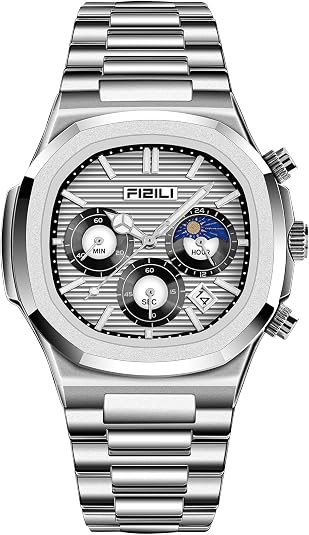 Men's Business Chronograph Watch – Stainless Steel, Quartz, Octagonal Case, Waterproof 30M, Luminous Analog Date Display