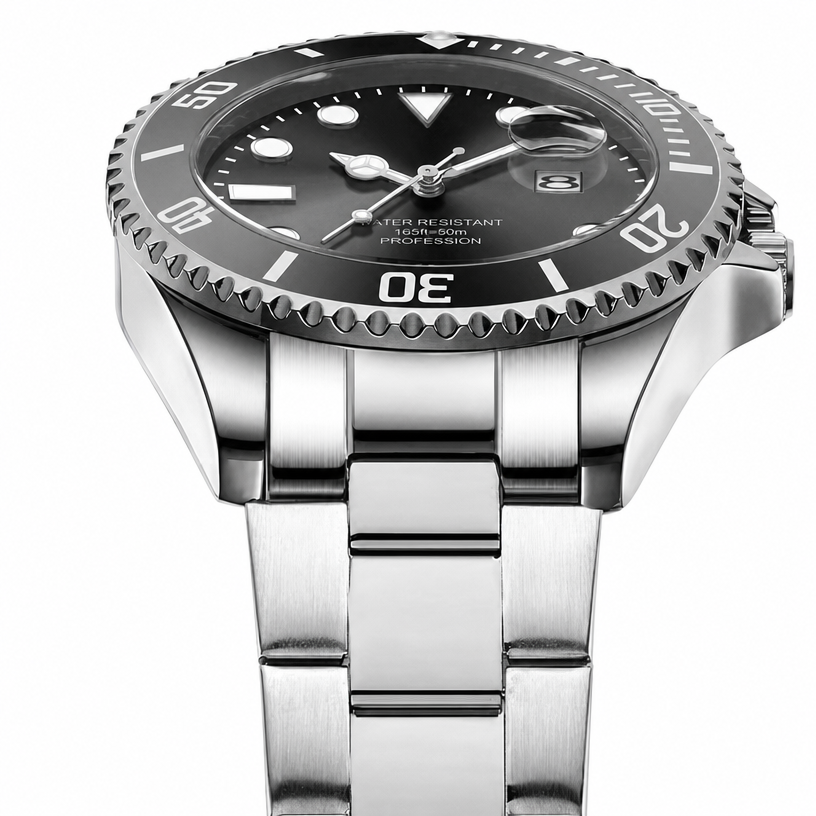 Men's Analog Quartz Watch – Stainless Steel, Round Case, Luminous, Waterproof 30M