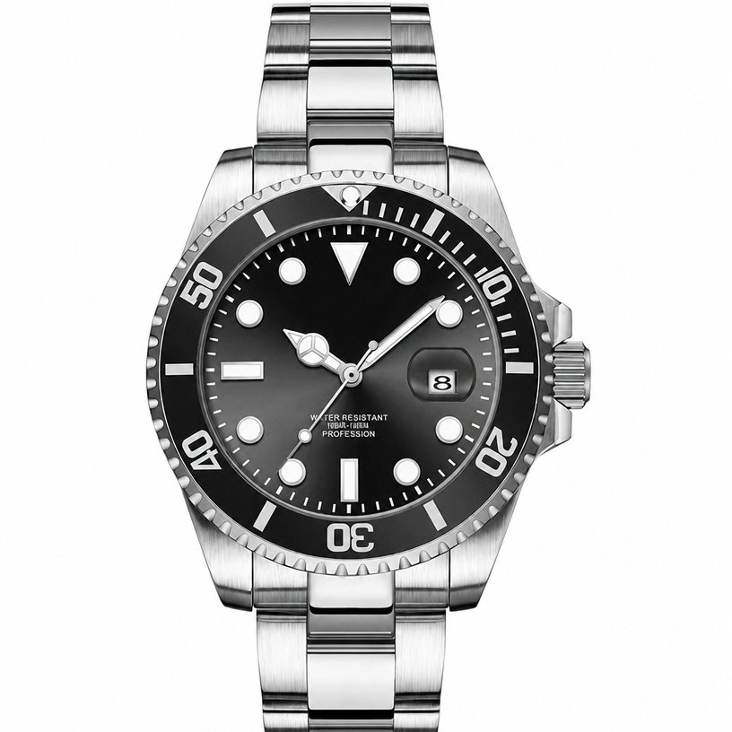 Men's Analog Quartz Watch – Stainless Steel, Round Case, Luminous, Waterproof 30M